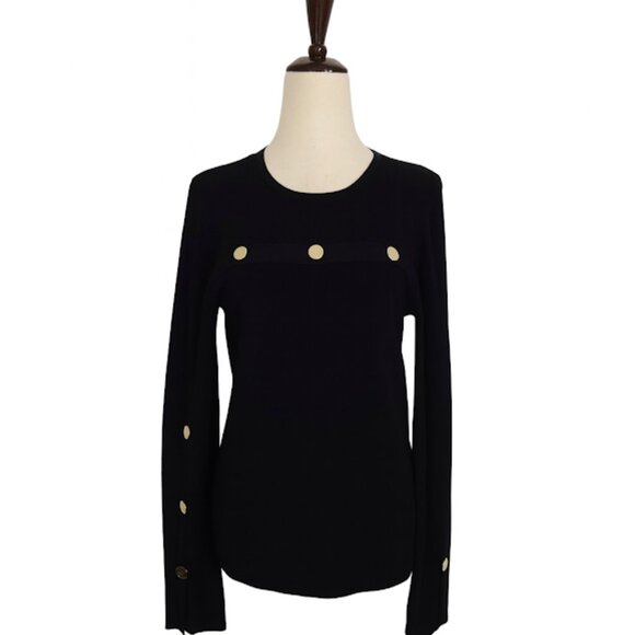 ST. JOHN exclusively for nordstrom medallion trim crewneck sweater  Sz M  NEW - Picture 1 of 10